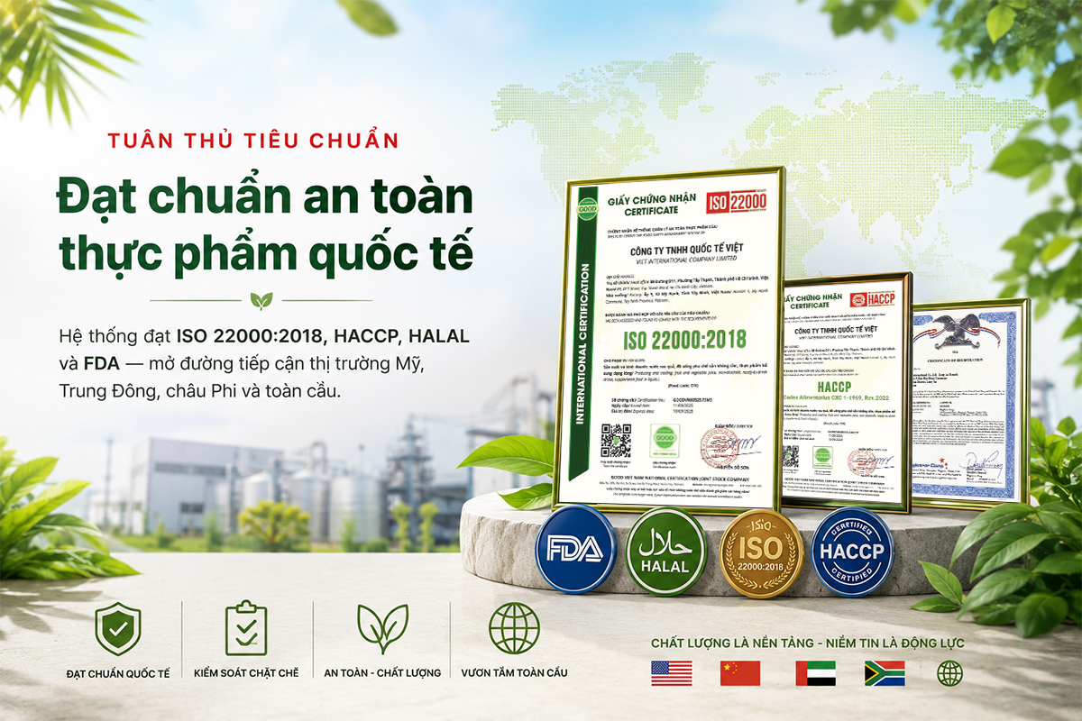 Đạt chuẩn an toàn thực phẩm quốc tế