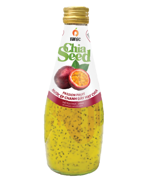 Nước ép chanh dây hạt chia Panie 290ml chai thủy tinh
