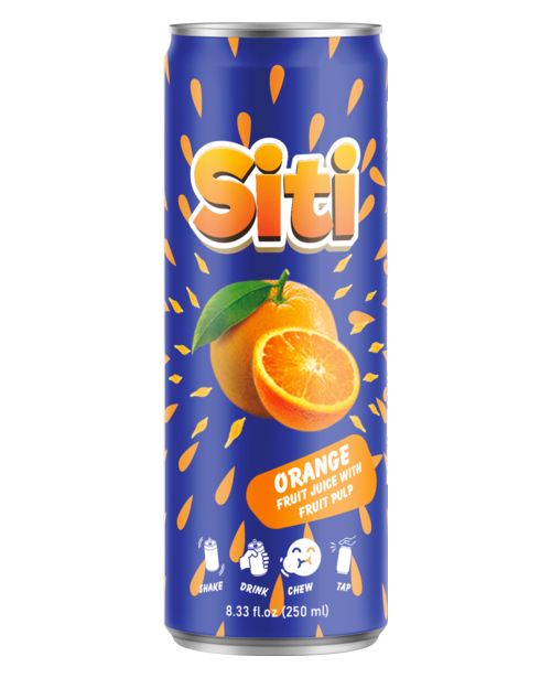 Nước ép cam có thịt quả Siti 250ml lon slim