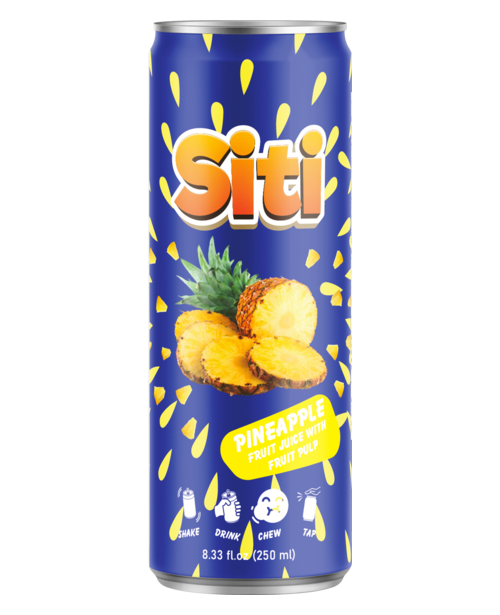Nước ép dứa có thịt quả Siti 250ml lon slim do VIC sản xuất