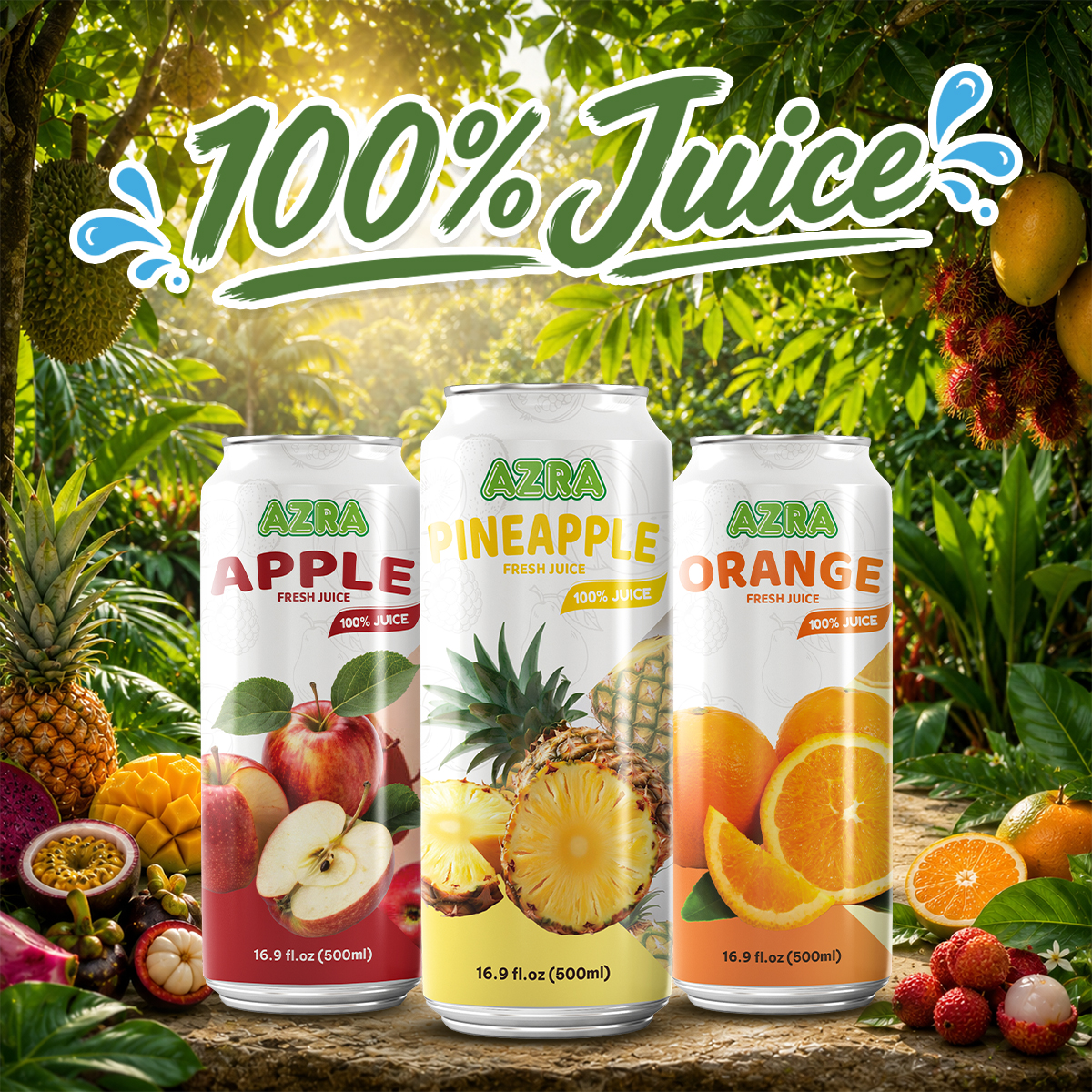 Azra - 100% Juice – 500ml stand can