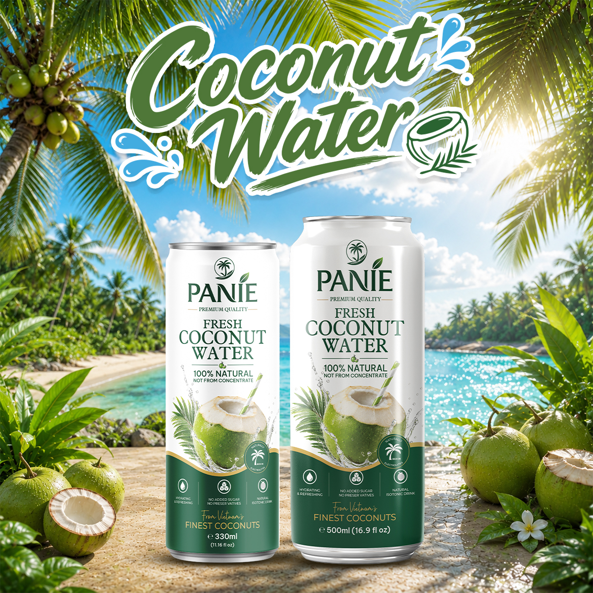 Panie - Coconut Water – 330ml · 500ml can